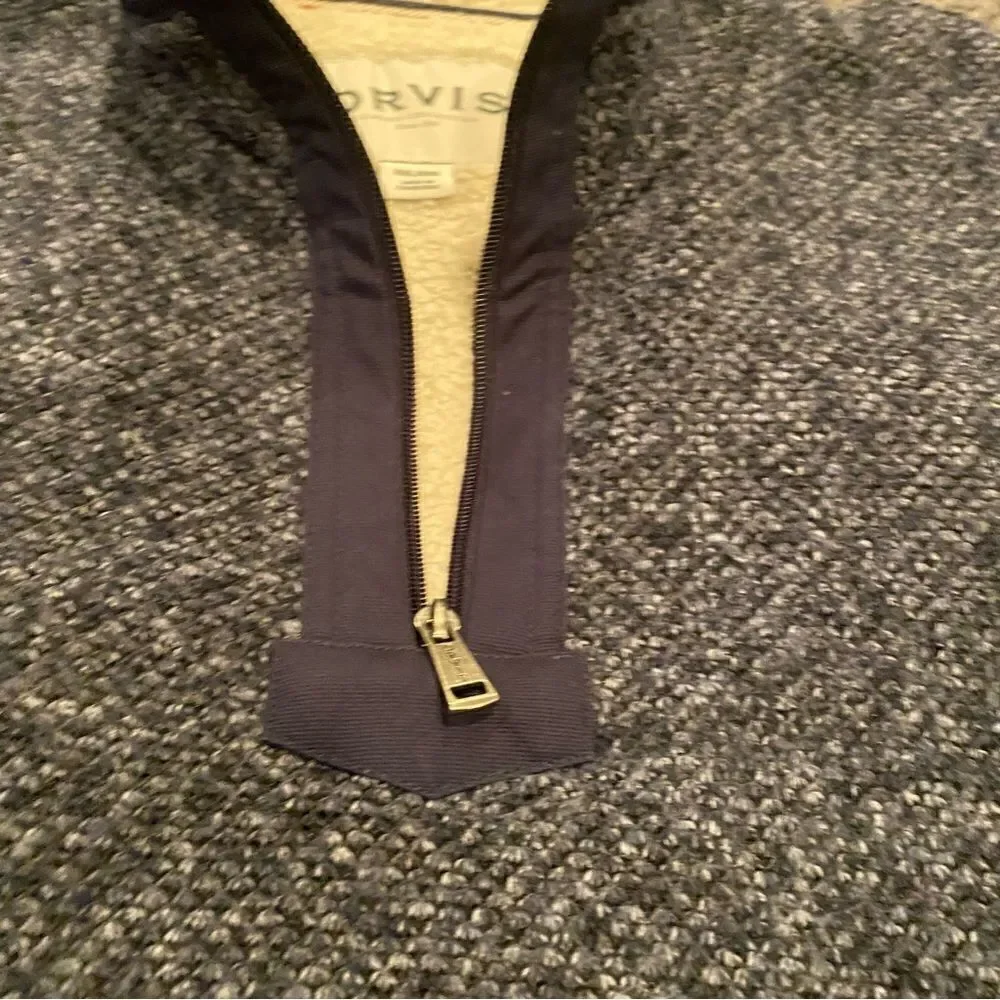 Orvis Blue 1:4 Zip Pullover Sweater Sherpa Lined Size XXL